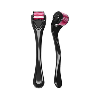Svart mikronålsroller med rosa nålhuvud i rostfritt stål, två vinklar