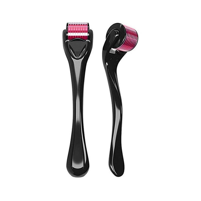 Svart mikronålsroller med rosa nålhuvud i rostfritt stål, två vinklar