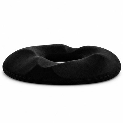 Donutkudde från sidan som visar tjocklek och kant