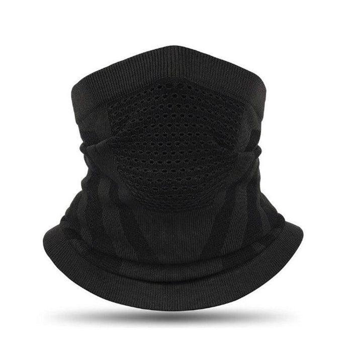 Svart halsduk/ansiktsmask på vit bakgrund