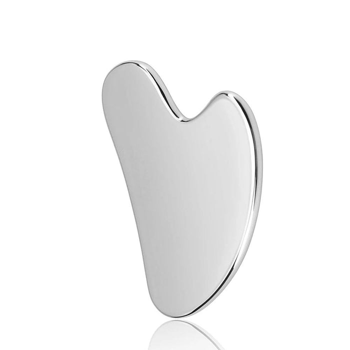 Heart-shaped stainless steel gua sha tool front view