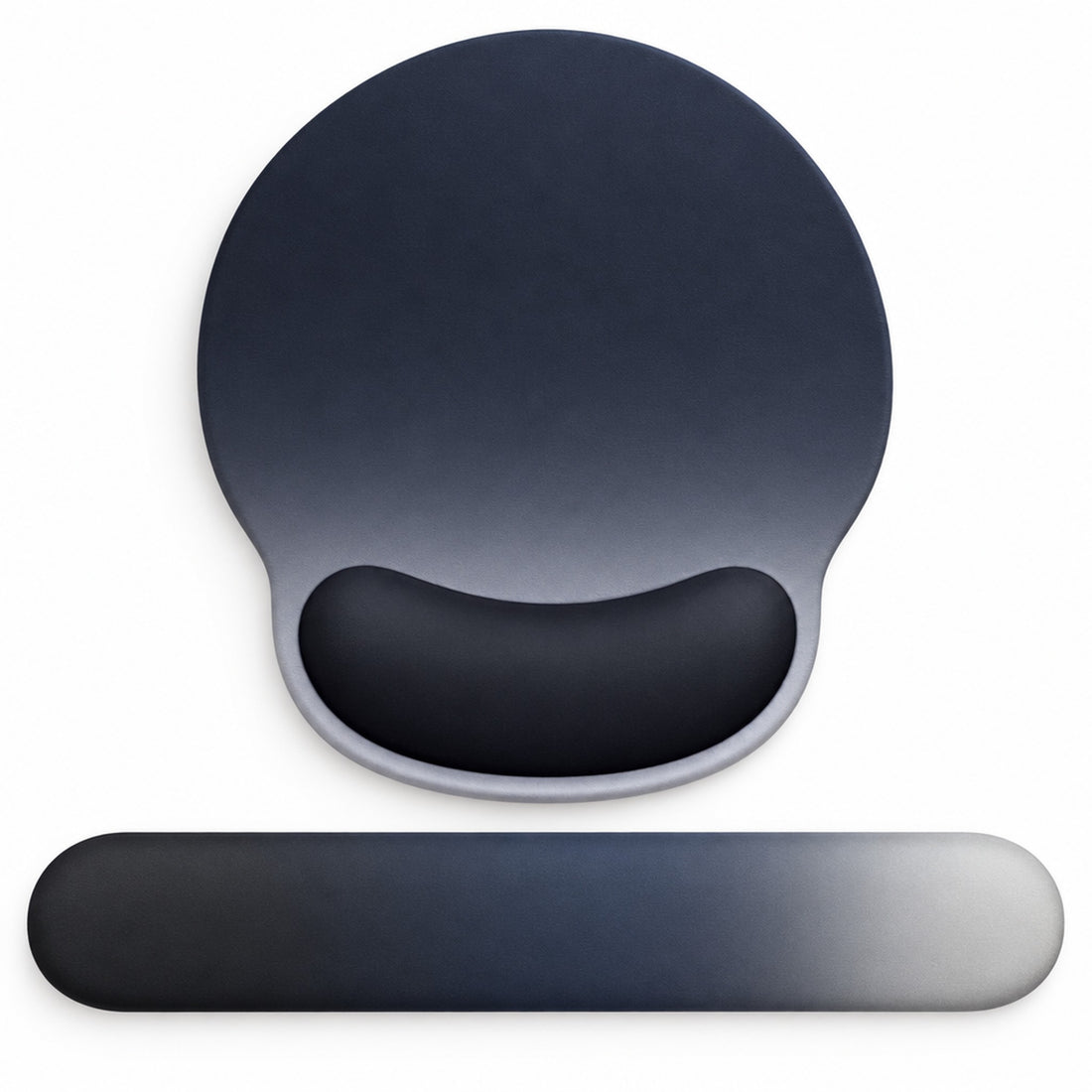 Svart och grått handledsstöd i memory foam, set med musunderlägg och tangentbordsstöd
