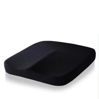 Black memory foam seat cushion on white background