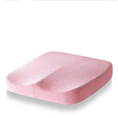 Pink memory foam seat cushion on white background