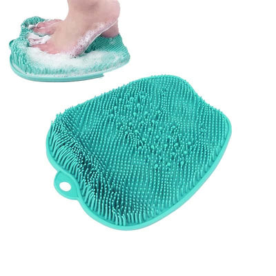 Turquoise foot scrub mat with soft silicone bristles