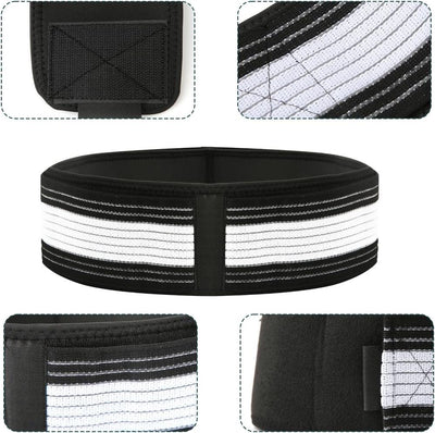 Nærbillede af bækkenbæltets materiale, velcro og konstruktion