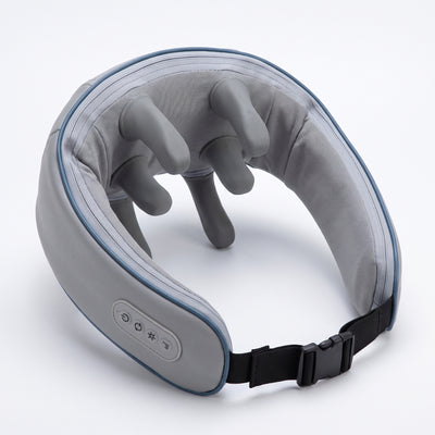 Grey shiatsu neck and shoulder massager on white background