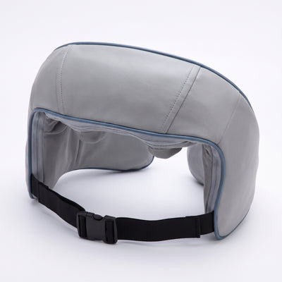 Back view of U-shaped massager showing blue piping trim