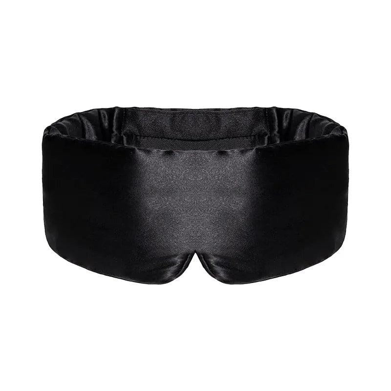 Sort sovemaske i mulberry-silke på hvid baggrund