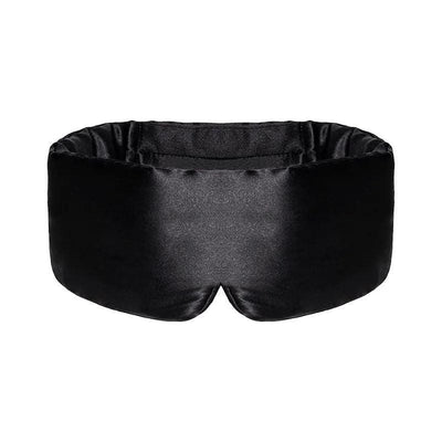 Sort sovemaske i mulberry-silke på hvid baggrund