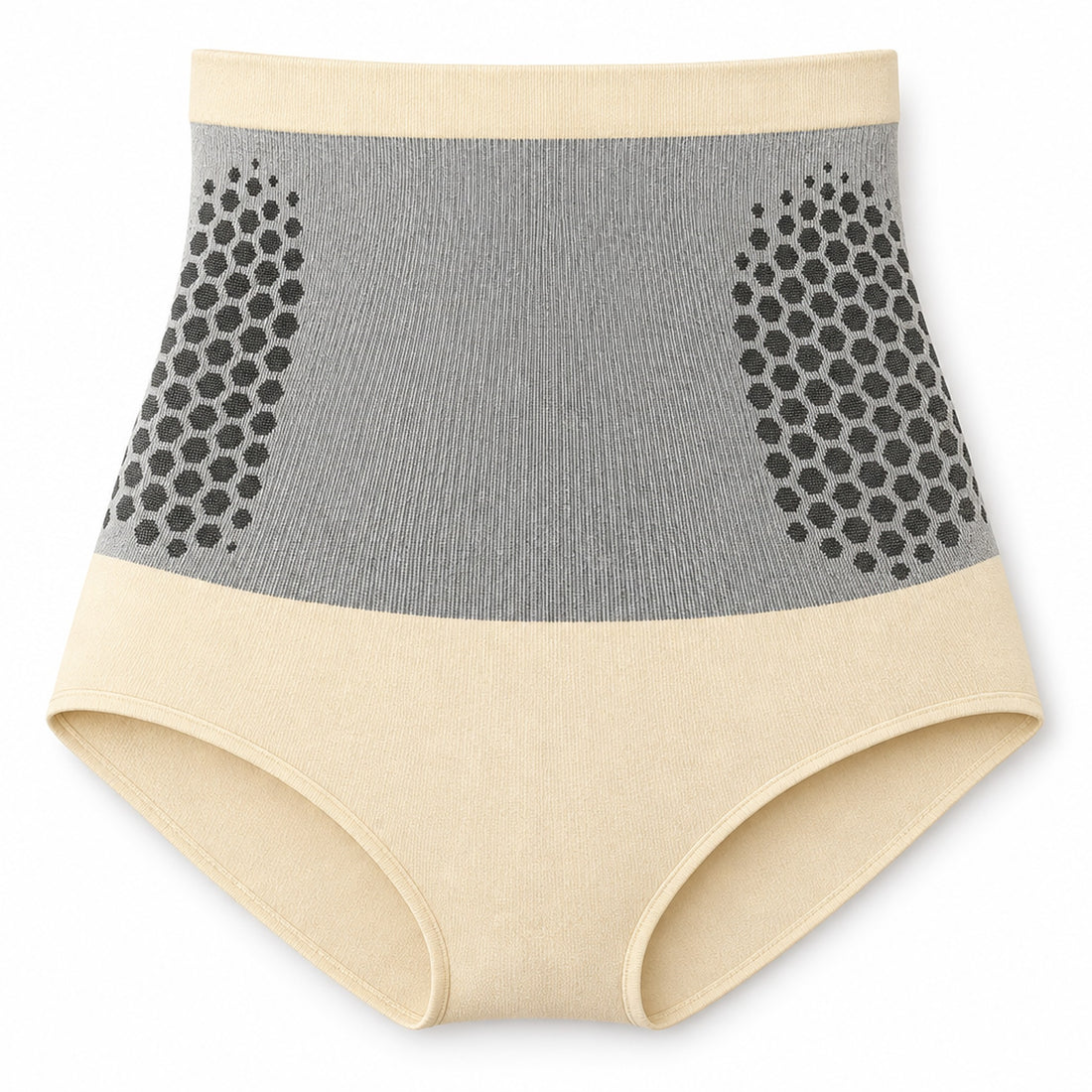 Beige högmidjade värmande trosor sedda framifrån